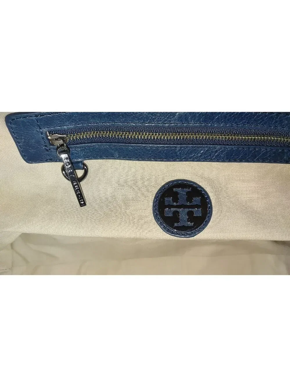 Tory Burch T Monogram Quilted Leather Bag in Blue Slate
